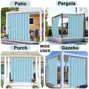 OutdoorLines Waterproof Windproof Outdoor Curtains For Gazebo Patio New 2 Panels